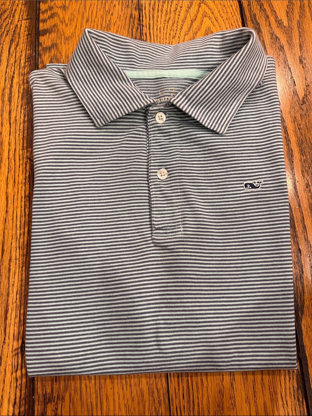 Vineyard Vines Cotton Striped Polo Shirt - Blue and Light Blue Boys Size 20/XL